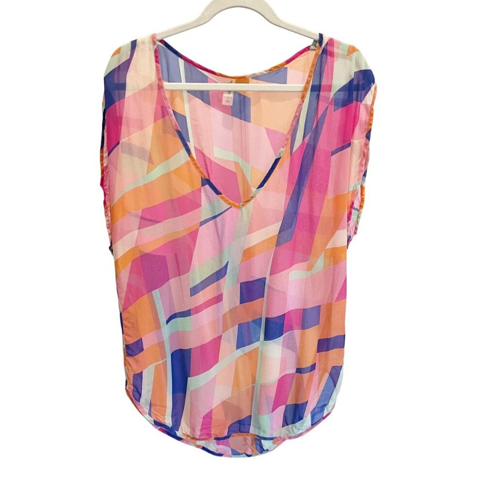 Victoria's Secret Multicolor Geometric Silk Swim Cover Up Beach - Size Small
